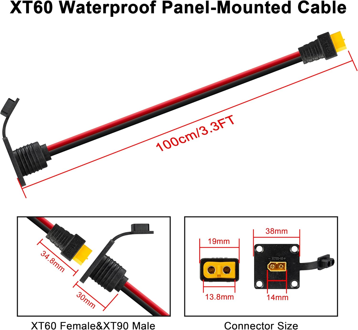JMUYTOP 3FT 12AWG XT60 Panel M - Drone Battery Adapter recension och pris